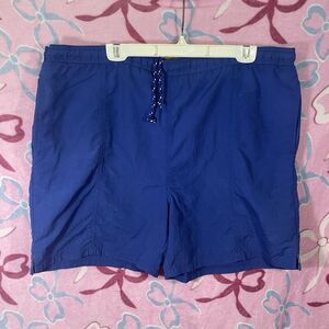 Vtg Trader Bay Swim Trunks Men's Large Blue & Yellow Beach Swim Wear